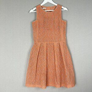 Lagi Nadeau Womens Dress 2 Orange Polka Dot Jacquard Textured Pleated USA Made